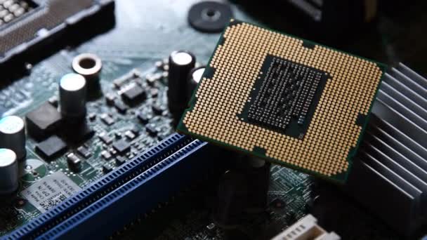 Detail Cpu Processor His Socket Motherboard Printed Circuit Board Computer — 图库视频影像