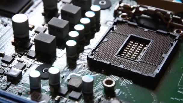Detail Cpu Socket Motherboard Printed Circuit Board Computer Motherboard Components — 图库视频影像