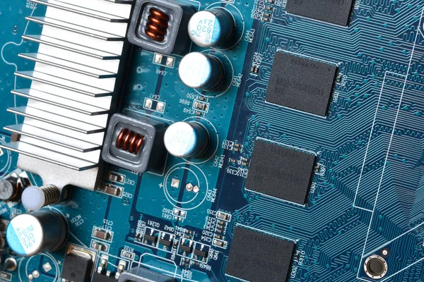 Detail Microchips Electronic Components Computer Graphic Card — Stockfoto