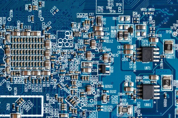 Detail Electronic Components Microchips Video Card Latest Generation Computer Video — Zdjęcie stockowe