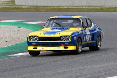 Scarperia, 3 April 2022: Ford Capri 2600 RS 1973 driven by unknown in action during Mugello Classic 2022 at Mugello Circuit in Italy.