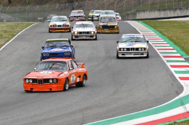 Scarperia, 3 April 2022: BMW 3.0 CSL 1972 driven by unknown in action during Mugello Classic 2022 at Mugello Circuit in Italy.