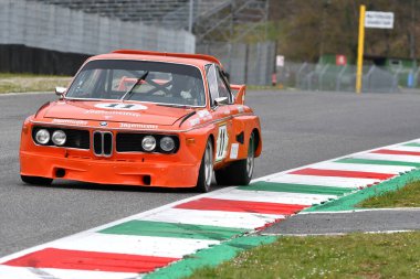 Scarperia, 3 April 2022: BMW 3.0 CSL 1972 driven by unknown in action during Mugello Classic 2022 at Mugello Circuit in Italy.