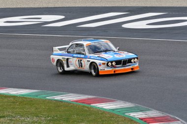 Scarperia, 3 April 2022: BMW 3.0 CSL 1975 driven by unknown in action during Mugello Classic 2022 at Mugello Circuit in Italy.