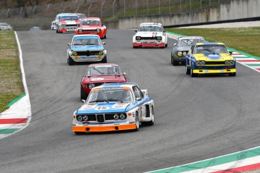 Scarperia, 3 April 2022: BMW 3.0 CSL 1975 driven by unknown in action during Mugello Classic 2022 at Mugello Circuit in Italy.