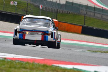 Scarperia, 3 April 2022: BMW 3.0 CSL 1975 driven by unknown in action during Mugello Classic 2022 at Mugello Circuit in Italy.