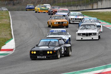 Scarperia, 3 April 2022: BMW 3.0 CSL 1975 driven by unknown in action during Mugello Classic 2022 at Mugello Circuit in Italy.