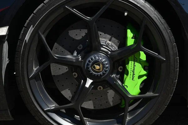 Mugello Circuit Italy September 2022 Detail Alloy Black Wheel Green — Stock Photo, Image