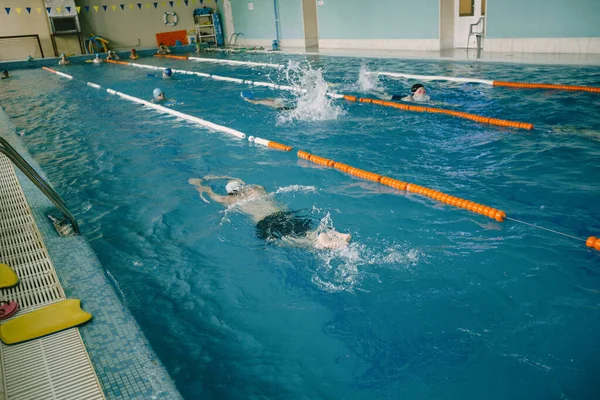 室内游泳池内的专业男子游泳者 — 图库照片