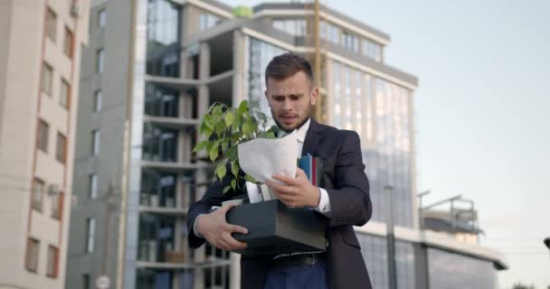 Upset Male Employer Standing Outdoors Disappointed Reading Post Paper Correspondence — Video