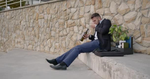 City Setting Young Desperate Man Lost His Job Drinking Alcohol — Video