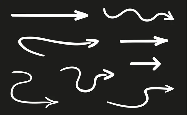 Frecce Semplici Disegnate Mano Una Serie Puntatori Diversi Indicatori Astratti — Vettoriale Stock