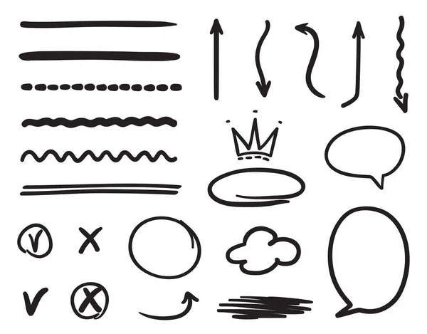 孤立的白色背景上的黑色信息要素 手绘简单的形状 摘要标志 黑白插图 — 图库矢量图片