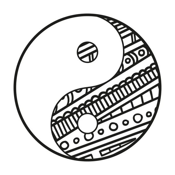 Yin Yang Símbolo Dibujado Mano Sobre Fondo Aislamiento Diseño Para — Vector de stock