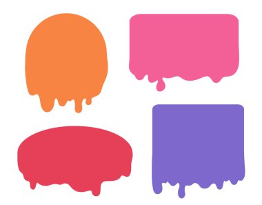 Beyaz üzerine soyut balçık nesnesi. İzole edilmiş arka planda geometrik sıvı elementleri. Sümüklü şekiller. Renkli resimleme