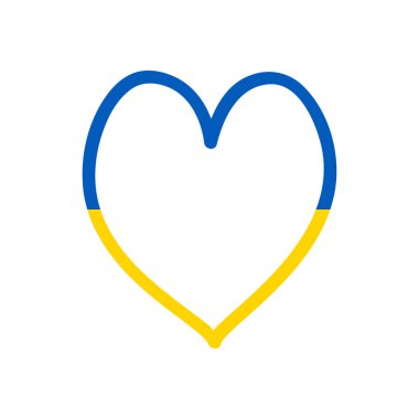 İzole edilmiş arkaplanda kalp şeklinde Ukrayna bayrağı renkleri