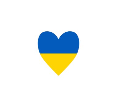 İzole edilmiş arka planda kalp şeklinde Ukrayna bayrağı renkleri. Ukrayna Bayrağı