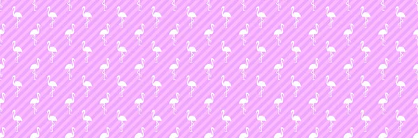 Бесшовная Полосатая Текстура Фламинго Мультяшные Птицы Красочная Иллюстрация — стоковый вектор