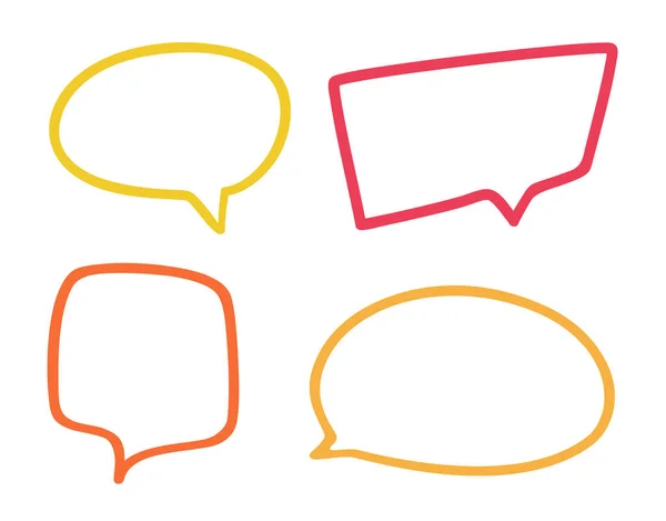 Set Colored Hand Drawn Think Talk Speech Bubbles Freehand Art Stockillustration