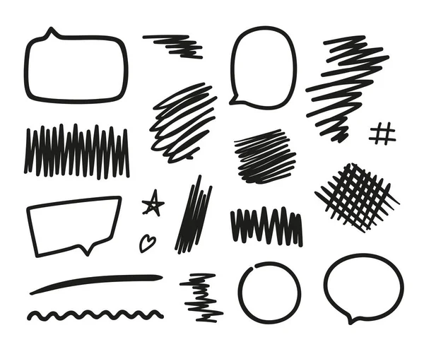 Hand Drawn Simple Elements Shapes Abstract Quick Hatchings Sketchy Elements — Stockový vektor