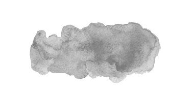 Beyaz üzerine suluboya lekesi. El çizimi bir nesne. Suluboya sanat eseri. Sanat afişi. Siyah beyaz illüstrasyon