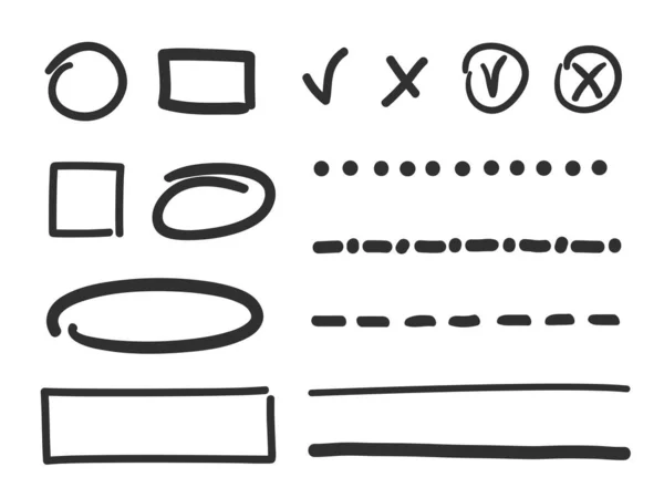 Skizzenhafte Geometrische Rahmen Linienzeichnung Handgezeichnete Skizzenhafte Elemente Freihandkunst Schwarz Weiß lizenzfreie Stockvektoren