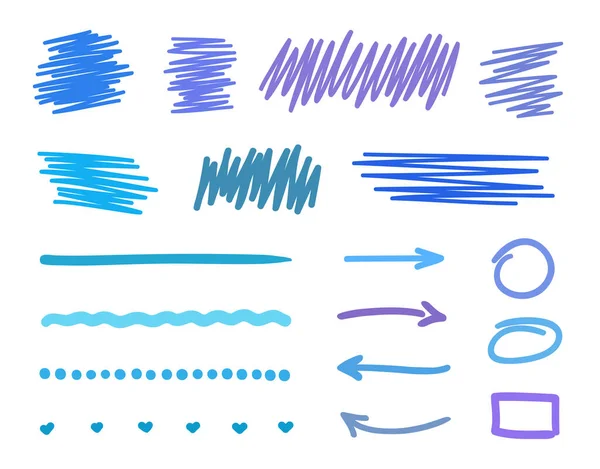 Handgezeichnete Schraffuren Auf Weiß Farbige Elemente Einfache Skizzen Handgezeichnete Einfache Vektorgrafiken