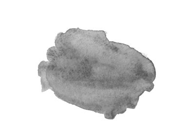 Beyaz üzerine suluboya lekesi. El çizimi boya lekesi. Sanat okulu. Siyah beyaz illüstrasyon