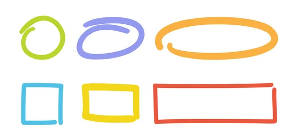 Цветные Простые Наброски Элементов Белом Ручной Рисунок Простых Каракулей Набор Стоковый вектор