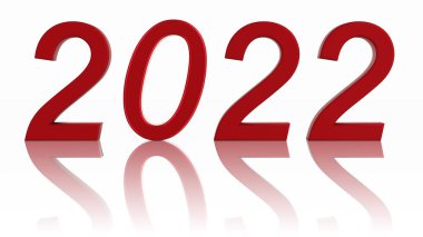 Üç boyutlu illüstrasyon. Yeni yıl 2022. Yeni yıl, 2022. Yeni yılın gelişini kutlamak için kalabalık..