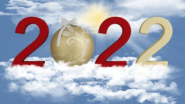 Illustrazione Capodanno 2022 Capodanno 2022 Numero Festeggiare Arrivo Del Nuovo — Foto Stock