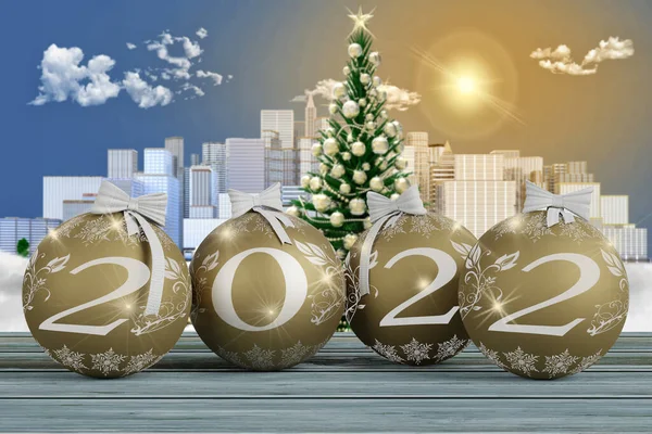 Ілюстрація Новий 2022 Рік Новачок 2022 Року Різдвяними Прикрасами — стокове фото