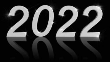 Üç boyutlu illüstrasyon. Yeni yıl 2022. Yeni yıl, 2022. Yeni yılın gelişini kutlamak için kalabalık..