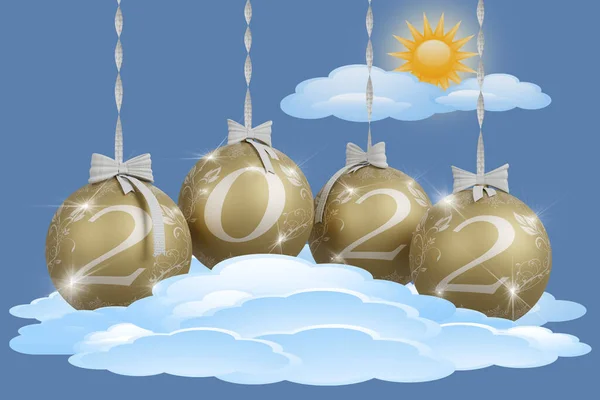 Illustrazione Capodanno 2022 Capodanno 2022 Numeri Con Decorazione Natalizia — Foto Stock