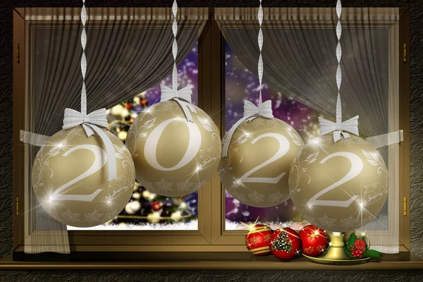 Ілюстрація Новий 2022 Рік Новачок 2022 Року Різдвяними Прикрасами — стокове фото