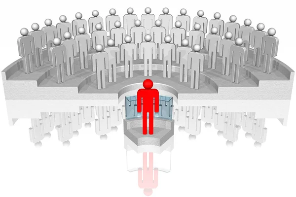 Leadership Red Leader Front Crowd — Stockfoto