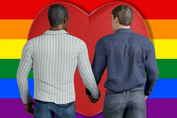 Ilustración Lgbt Orgullo Gay Con Motivo Del Día San Valentín — Foto de Stock