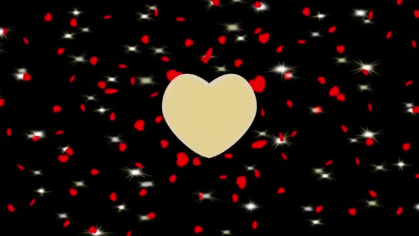 Відео Ілюстрація Маленькі Червоні Серця Обертаються Навколо Золотого Центрального Серця — стокове відео