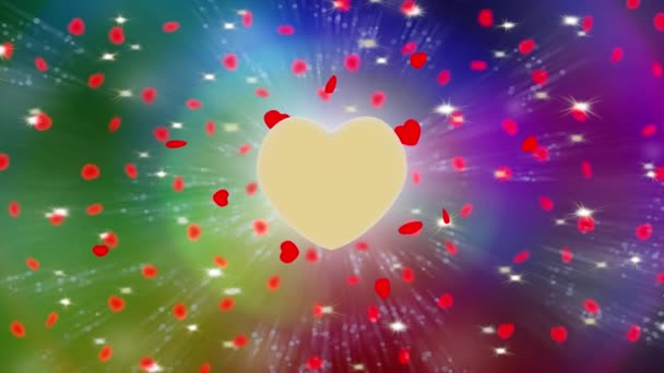 Videos Illustration Small Red Hearts Revolve Golden Central Heart Symbol — Stock Video