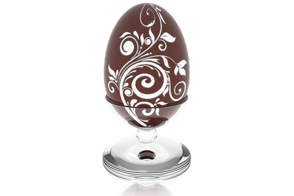 Ilustrace Čokoládové Velikonoční Vejce Zdobené Držákem Sklo Izolované Bílém Pozadí — Stock fotografie