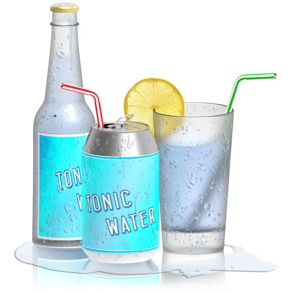 Tonic Water Latas Botellas Vidrio — Foto de Stock
