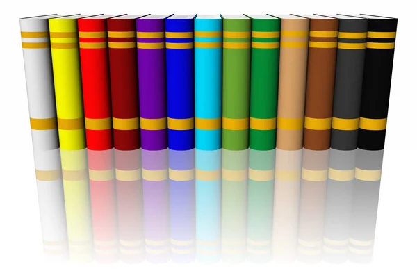Farbbücher Bibliothek Mit Vielen Bunten Büchern — Stockfoto