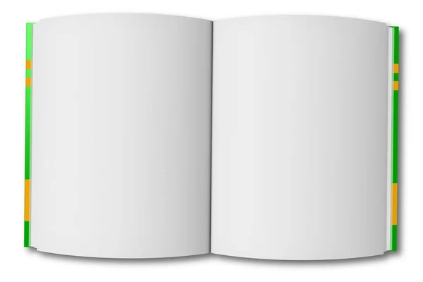 Nyitott Könyv Üres Oldalakat Fehér Háttér — Stock Fotó