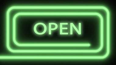 Movie. 3D illustration. I notify. Advertising. Business. Lighted sign OPEN