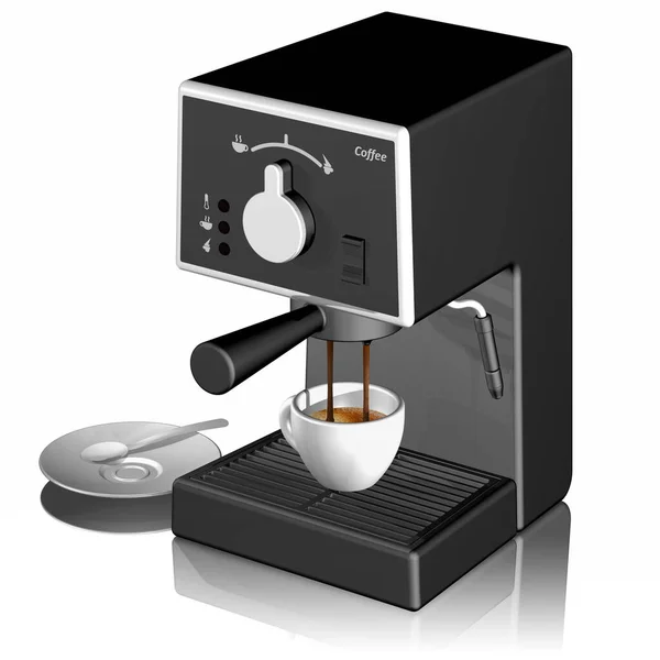 Coffee Cups Coffee Machine White Background — Stock Photo, Image