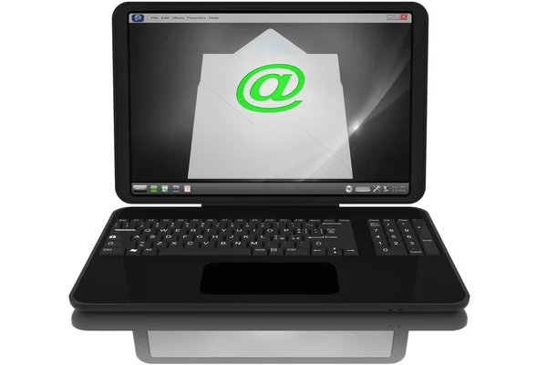 Opened Black Laptop Symbol Mail Screen — 스톡 사진