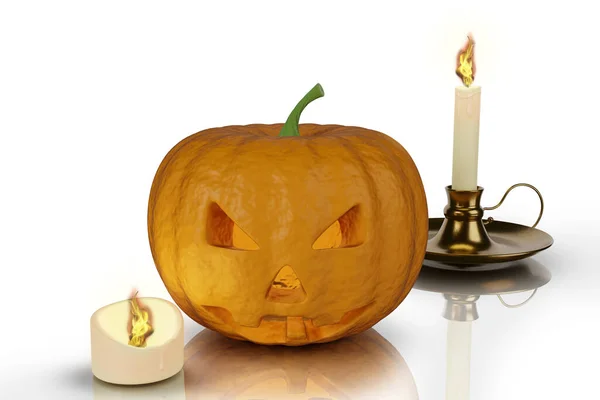 3d illustration. Halloween. Pumpkin carved Halloween party recurrence symbol. Occurrence in autumn, October.