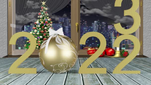 Film Illustrazione Capodanno 2023 Nuovo Anno 2023 Numeri 2023 Sostituisce — Video Stock