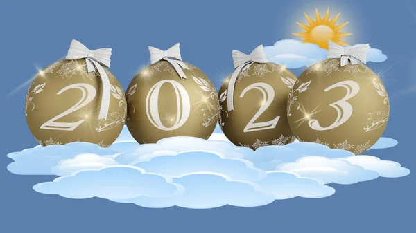 Illustrazione Capodanno 2023 Capodanno 2023 Numeri Con Decorazione Natalizia Cielo — Foto Stock