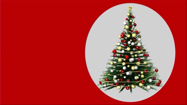 Movie Illustration Pop Christmas Tree Red Background Graphics White Space — Stock Video